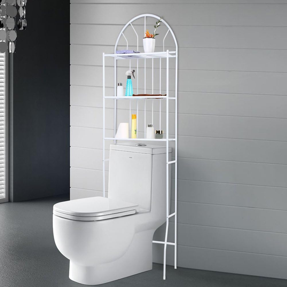 SKIESOAR Roomy Space Saver Bathroom WC Shelves Over Toilet Washing Machine, 3-Tier Bathroom Shelves Over the Toilet Storage