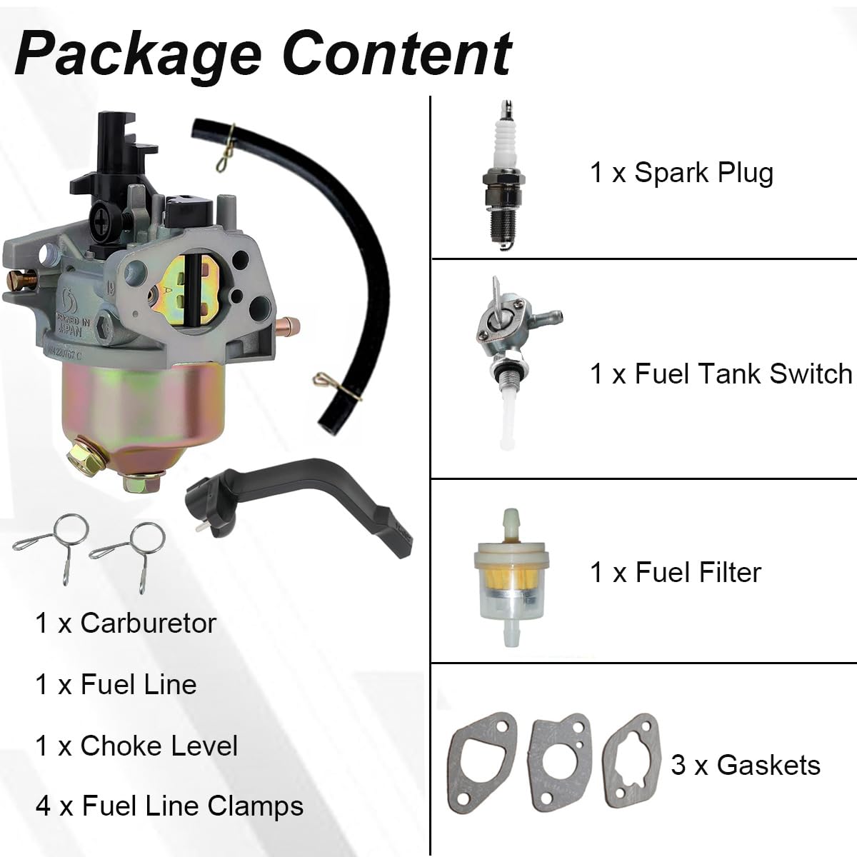 ZAMDOE GX120 212cc 196cc Carburatore per Honda GX160 GX140 GX168 GX200 5.5 6.5 CV per Il Predatori di Trasporto del Porto R210 4000 3000 3050 3200 Watts 4375 46515 46596 40026 46516 46533 Motore