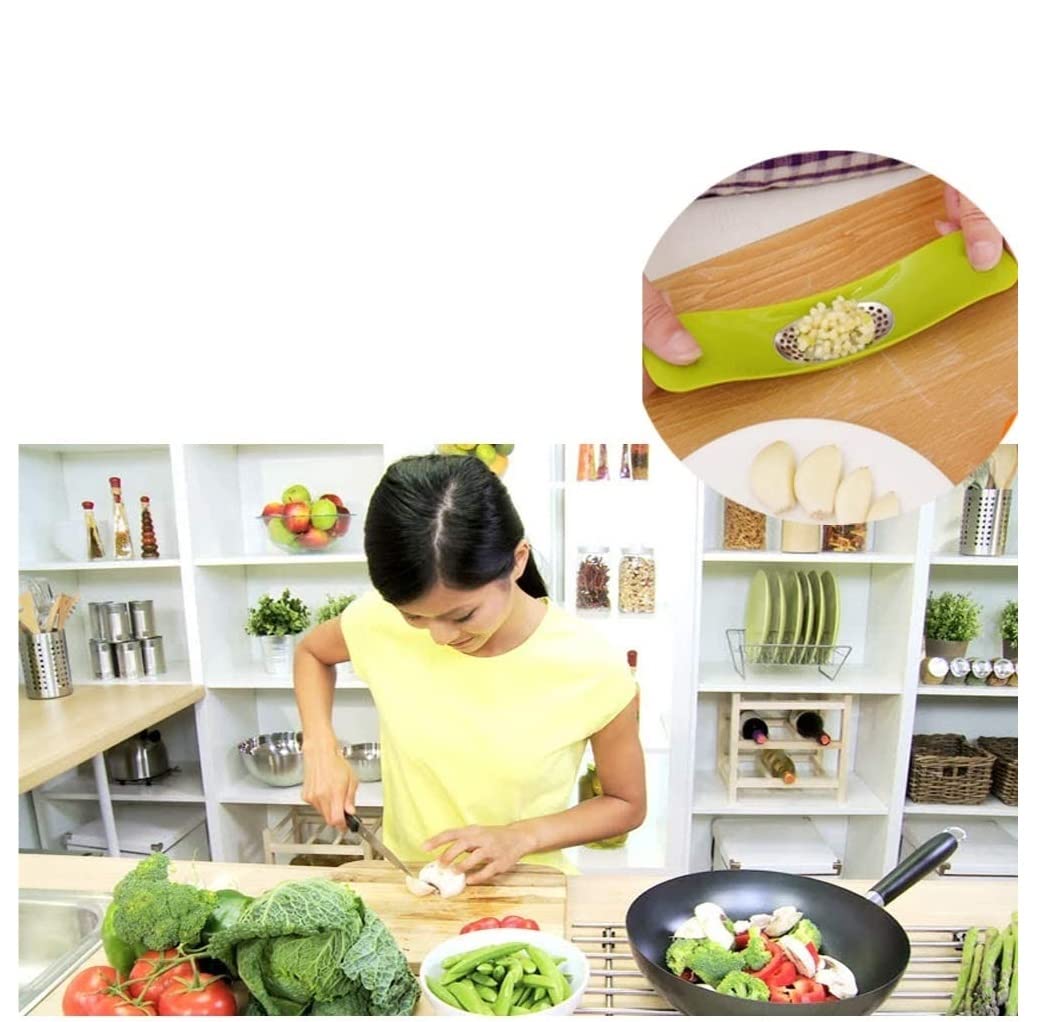 Knoblauch Helfer 4pcs Knoblauchstampfer, Edelstahl Knoblauchpresse Crusher Squeezer Stampfer Küchenfleischwolf Küchen Kochen