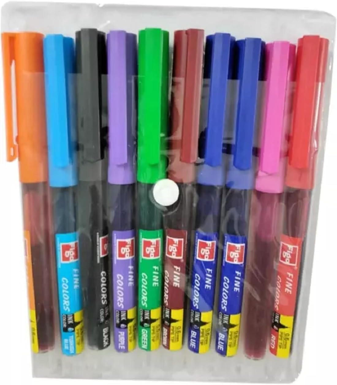 Generic Figo Fine Liner Pen 0.6Mm Tip 10 Colors (Pack Of 20) - Multicolor