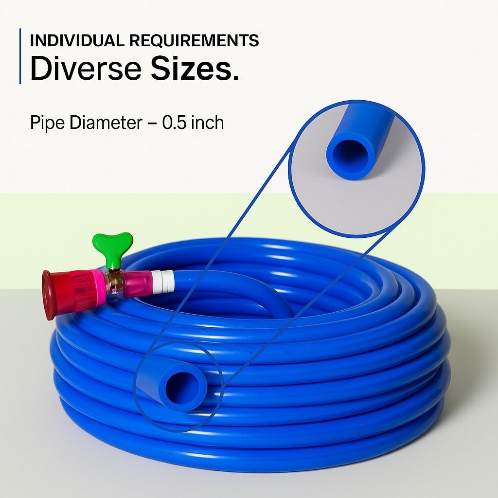 SAY PVC Garden Hose Pipe with Metal Nozzle Water Spray Gun with 3 Clamps and tap Connector - Blue | Heavy Duty Water Pipe for Garden (Blue, 5 Meter)