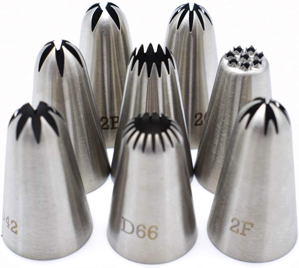 Tumtanm 8 Pack Large Piping Tips, Seamless Stainless Steel Icing Piping Nozzle Tip Set, Cake Decorating Tools for Baker