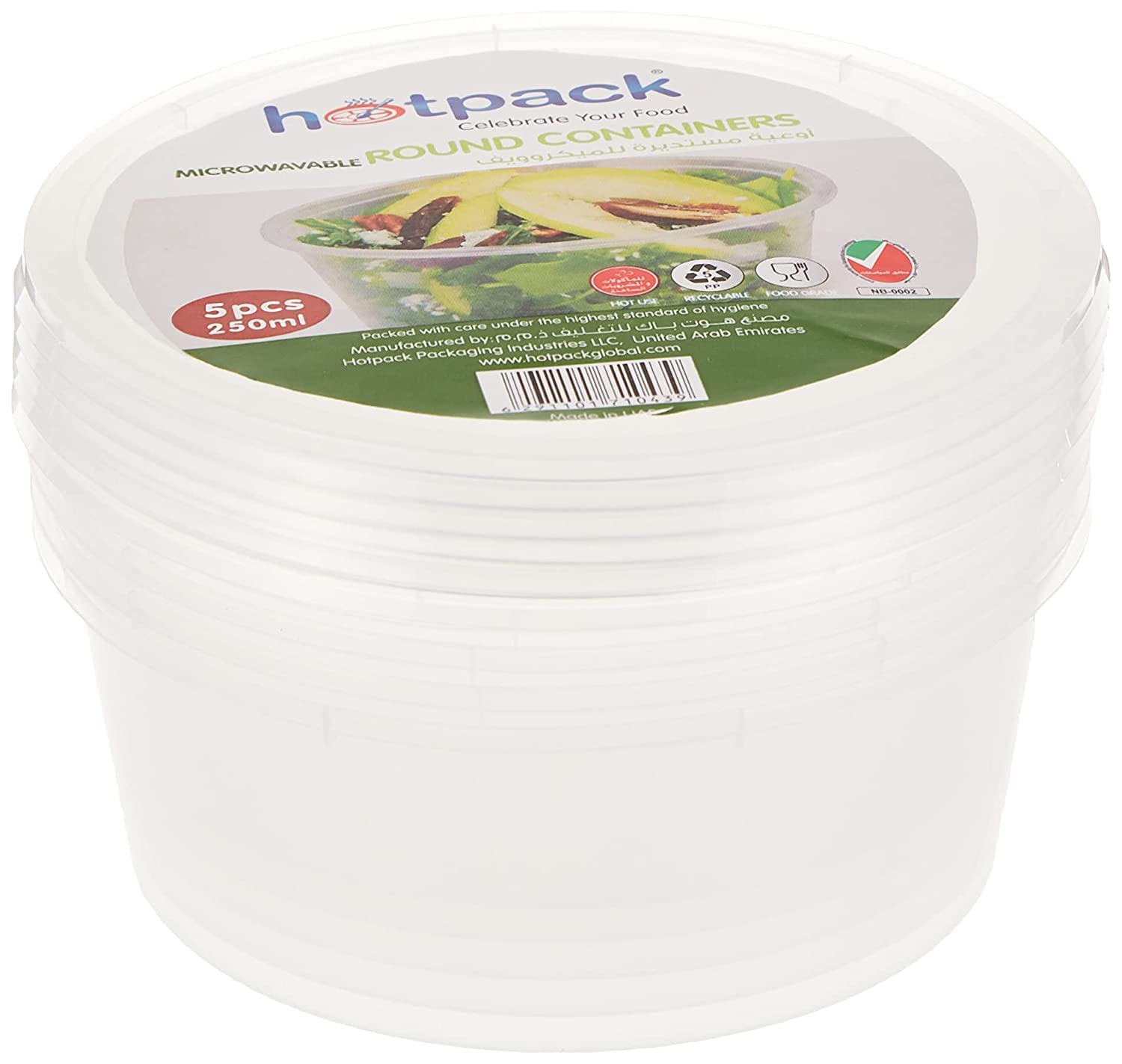 Buy Hotpack Disposable Microwave Plastic Container With Lids, 250Cc