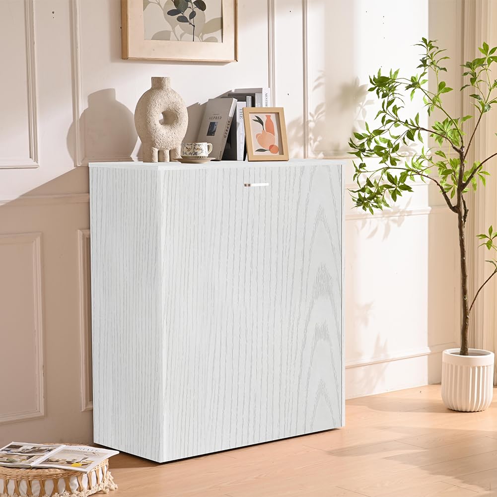 Shally Dogan Mobile Letto a Scomparsa, Giroletto Singolo Salvaspazio Richiudibile con Materasso Ergonomico Incluso, Armadio e Lettino da Parete Pieghevole Estraibile con Doghe (Bianco Frassinato)