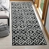 Wonnitar Moroccan Washable Runner Rug - 2x6 Hallway Rug Runner Black Bathroom Runner Non-Slip Distre