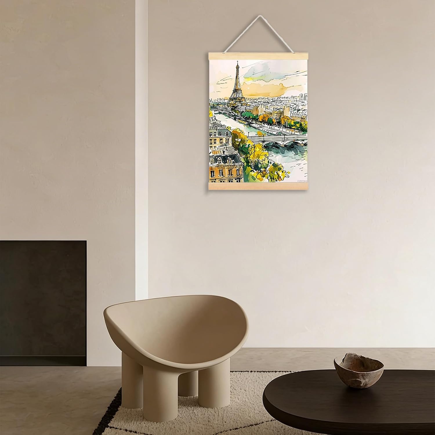 FZDTBHI Paris Art Print France Cityscape Eiffel Tower Watercolor Art Decor Travel Poster Canvas Print Wall Decor 12x16inch Frame-Style image 2