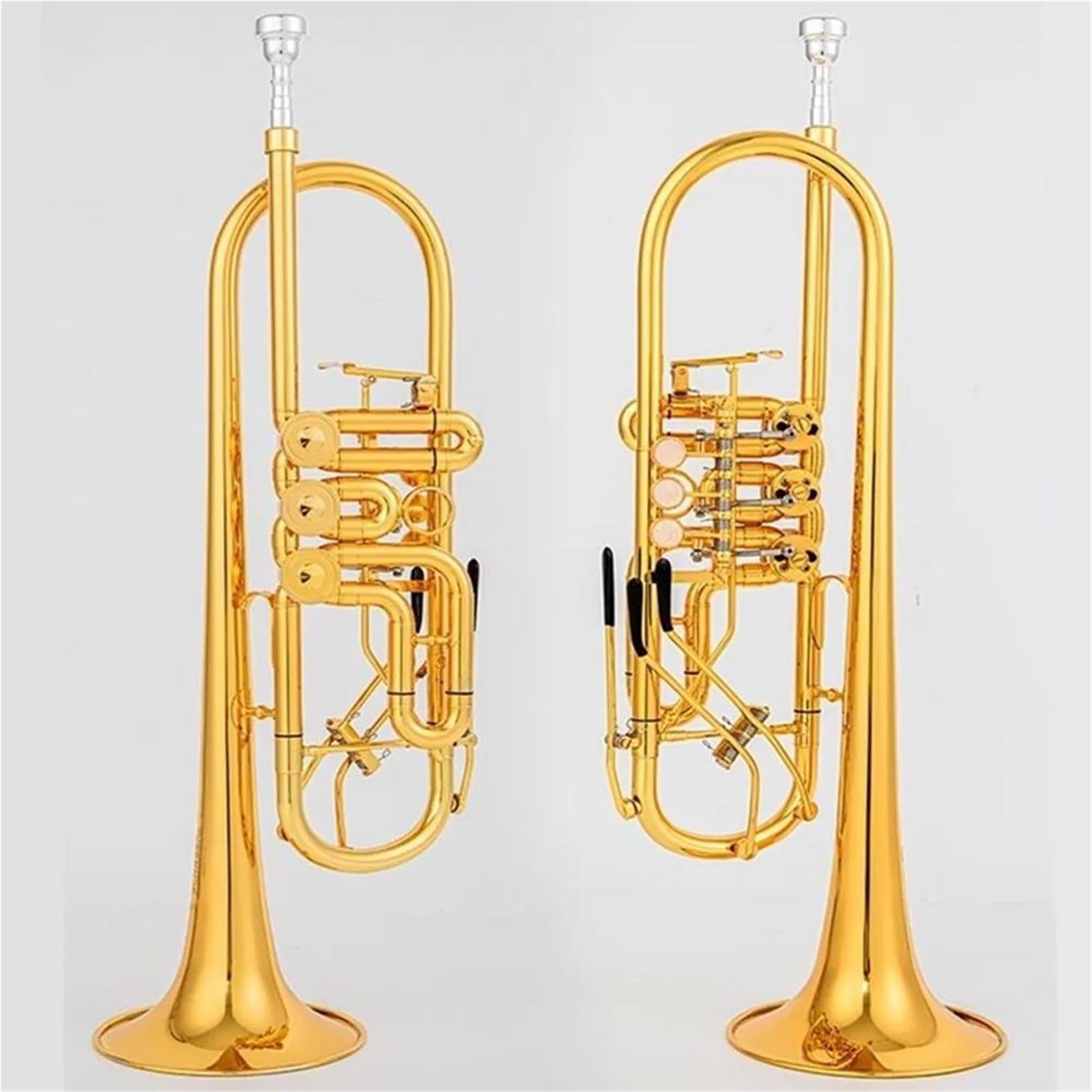 Trompete B-Trompeten-Drehventil B-Typ Flachmessing Gold Flachschlüssel Professionelles Trompeteninstrument
