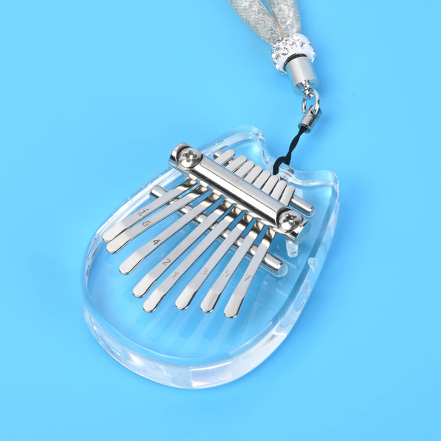Alnicov - Pianoforte a 8 tasti Kalimba per pollice, in acrilico super MiNi, con cordino, adatto per principianti, compleanni, Natale e feste (forma di orecchie di gatto)
