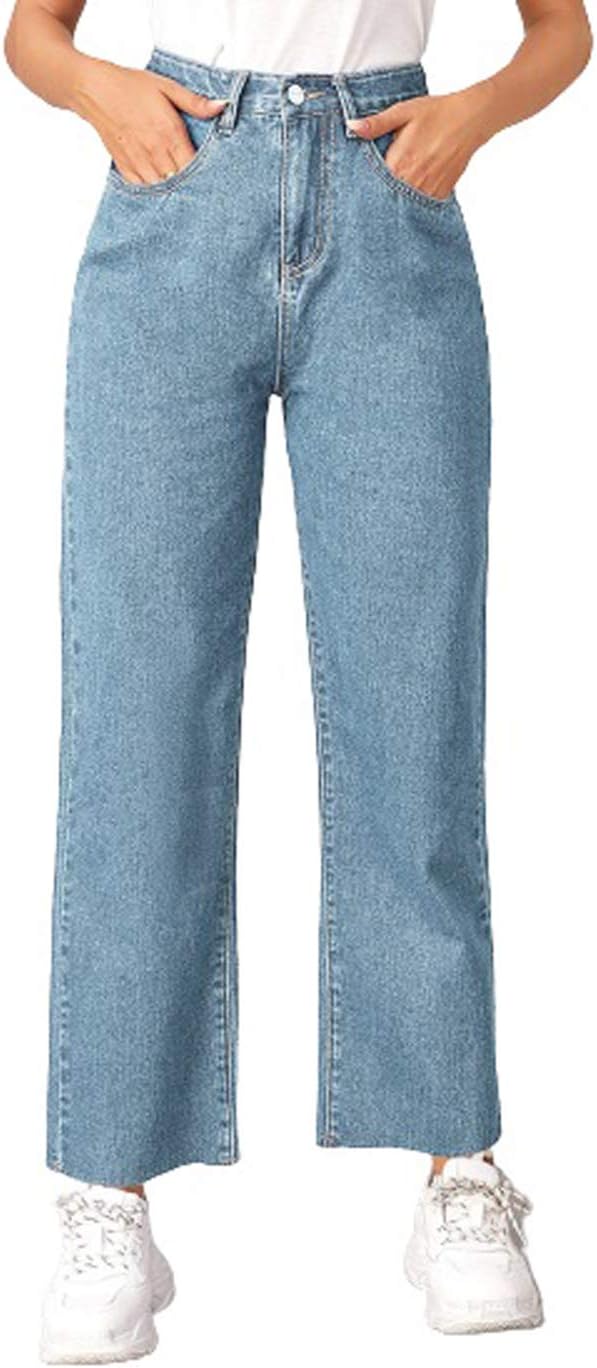 Women’s High Waist Denim Jeans | Straight, Relaxed & Wide Leg Fit | Light Blue, Dark Blue & Black | Casual Regular Length Fashion Wear