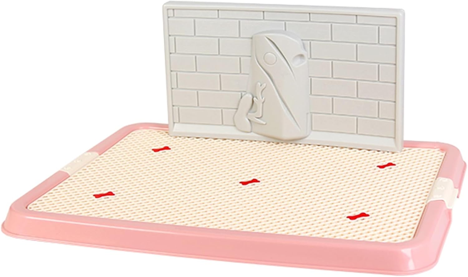 Flatbed Dog Toilet with Wall Dog Toilet Portable Pet Toilet Detachable Dog Potty Non-Slip Solid Bottom Easy to Clean Deep Urine Storage Tank Fixed Point Toilet(Pink,67x52cm/26.4x20.5)