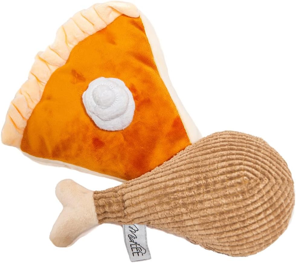 Midlee Thanksgiving Meal Dog Toy Set - Pumpkin Pie & Turkey Leg