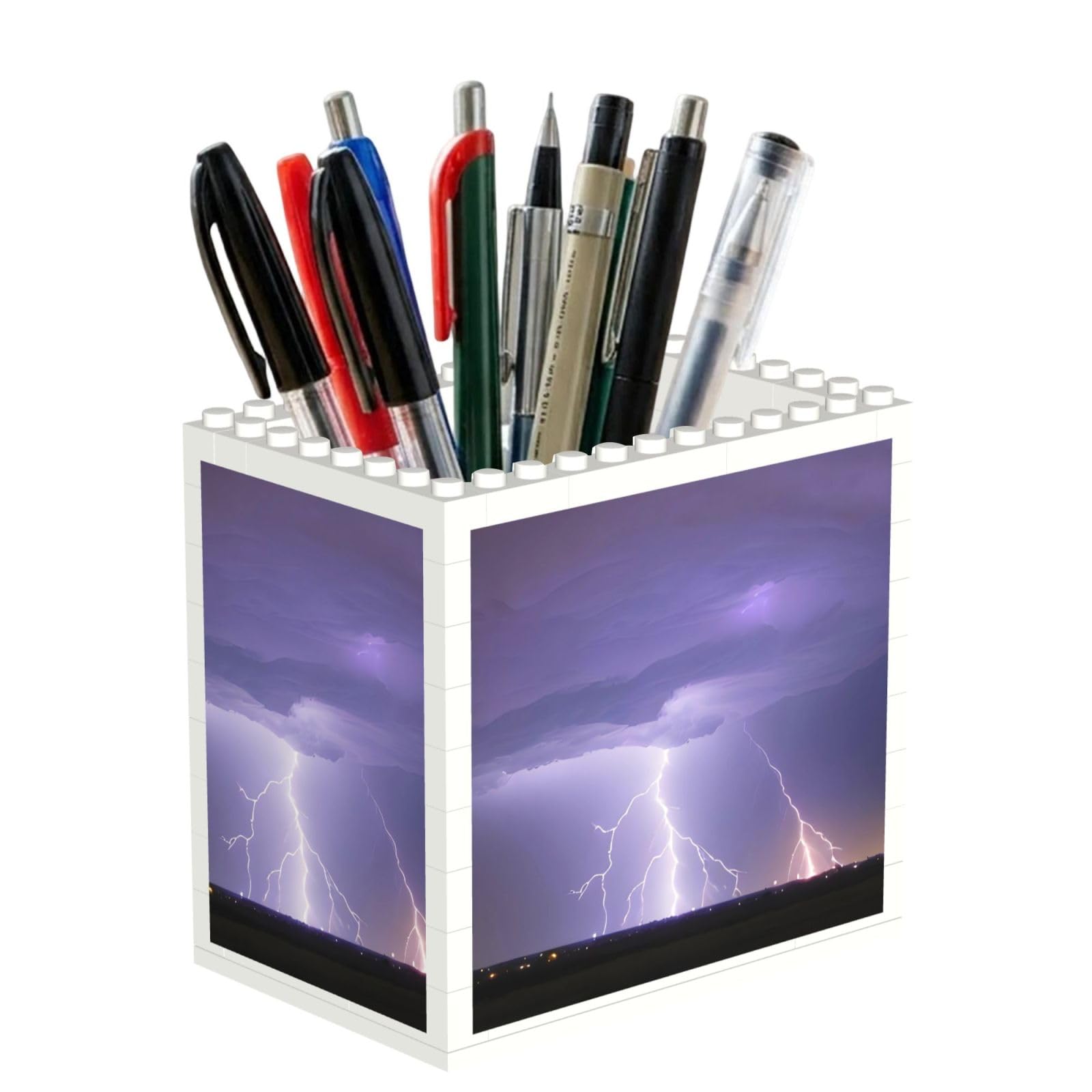 SXZVVBN Lightning Storm Building Block Desk Tidy ABS Organiser