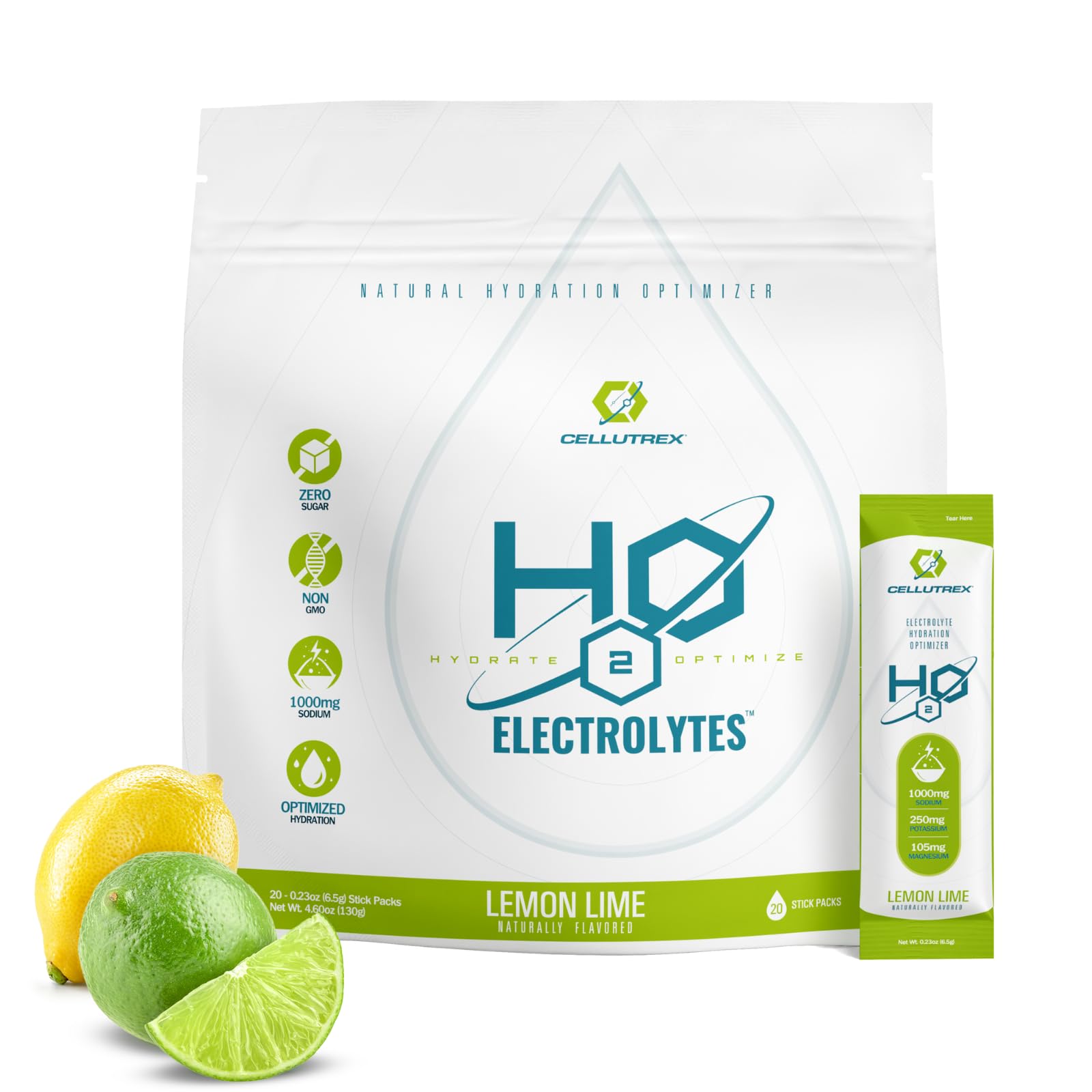 Cellutrex® H2O Electrolytes – Electrolyte Powder Drink Mix, Zero Sugar, Natural Himalayan Salt Hydration Packets for Recovery and Wellness, FSA-HSA, Variety Pack, 20 Sticks — Amazon image 13