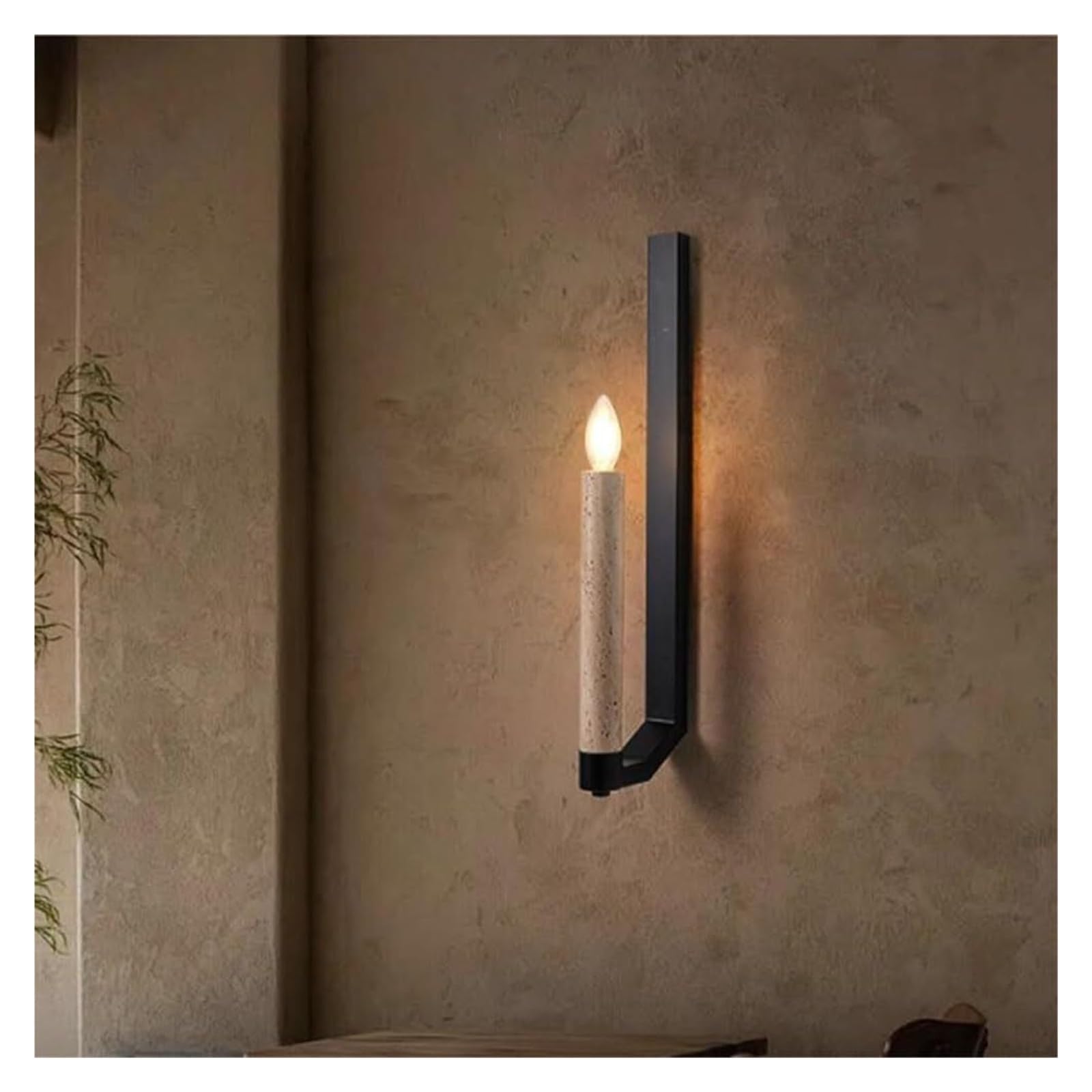 ZFPKXHVMG Indoor Wall Lamp, Travertine Wall Sconce Multicolor E27 13x50cm