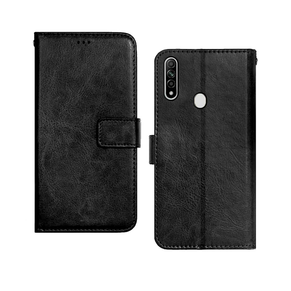 Inktree® Oppo A31 Flip Case | Premium Leather Finish | with Card Pockets | Wallet Stand |Complete Protection Flip Cover for Oppo A31 - Black