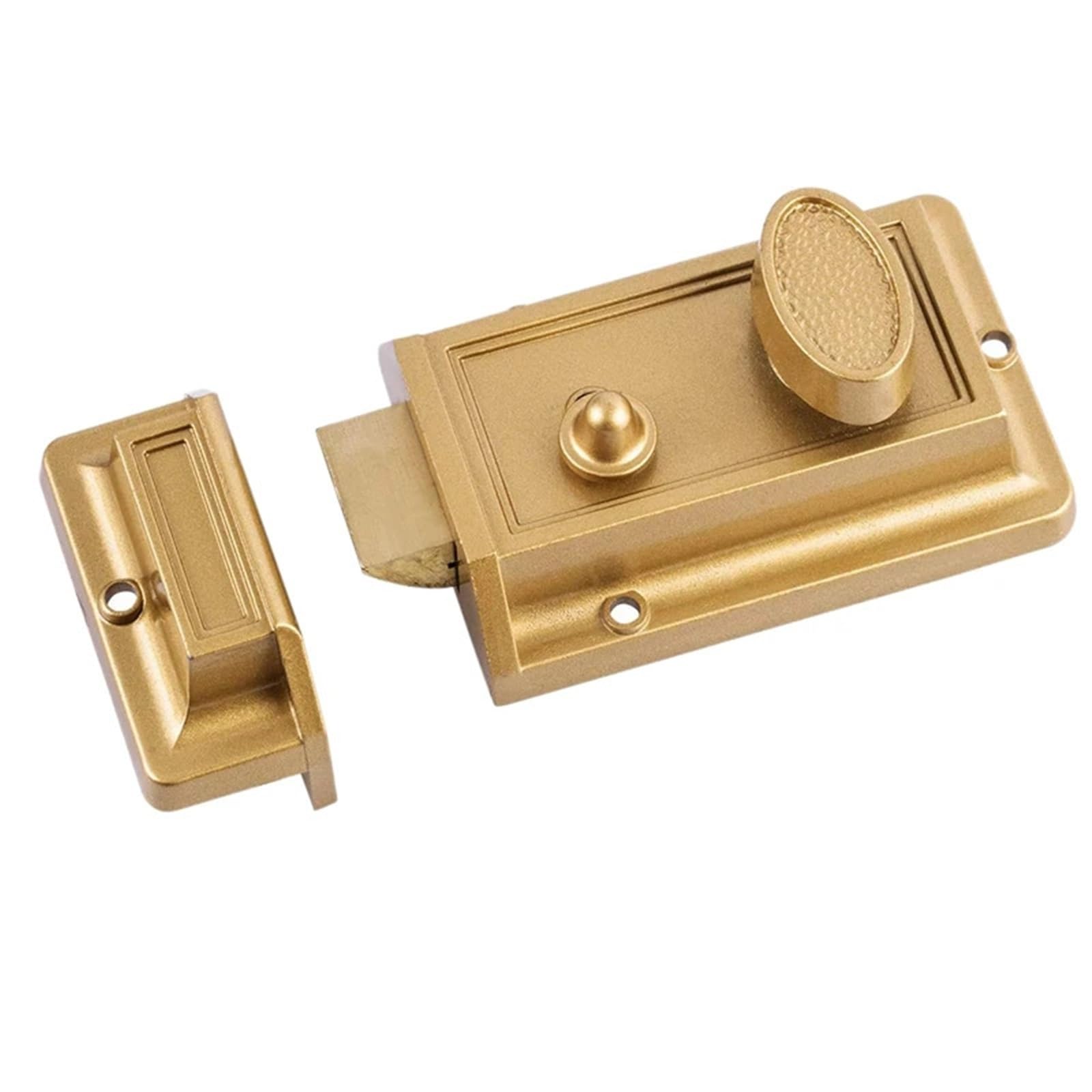 Kdhcvkz Yellow Zinc Cylinder Deadbolt Latch Lock For Night Gate Door Entrance,Gold Finish
