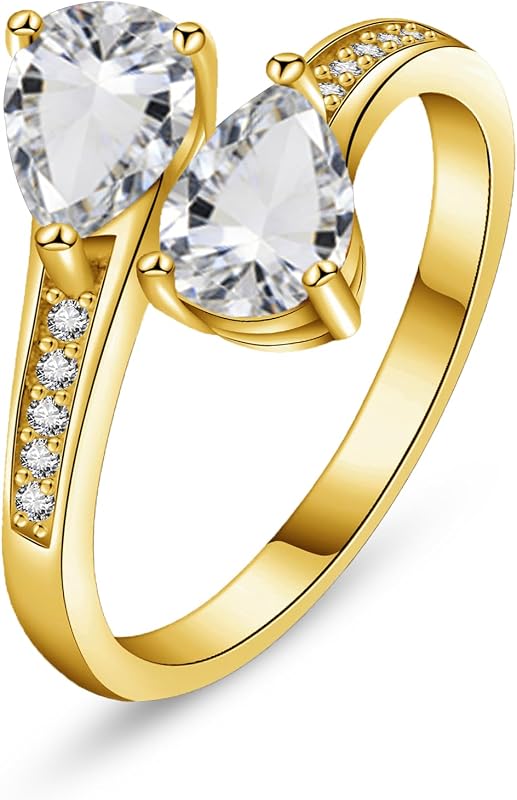 1.6ct Adjustable Women Teartrop Birthstone Ring, US Size 5-10