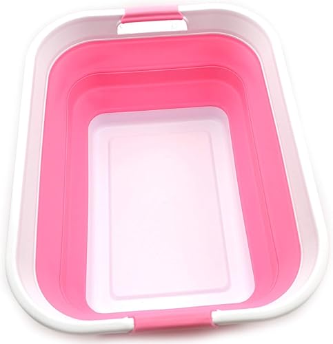 SAMMART Cesta plegable de plástico plegable de 42 L (11 galones), contenedor de almacenamiento plegable y organizador, tina de lavado portátil,