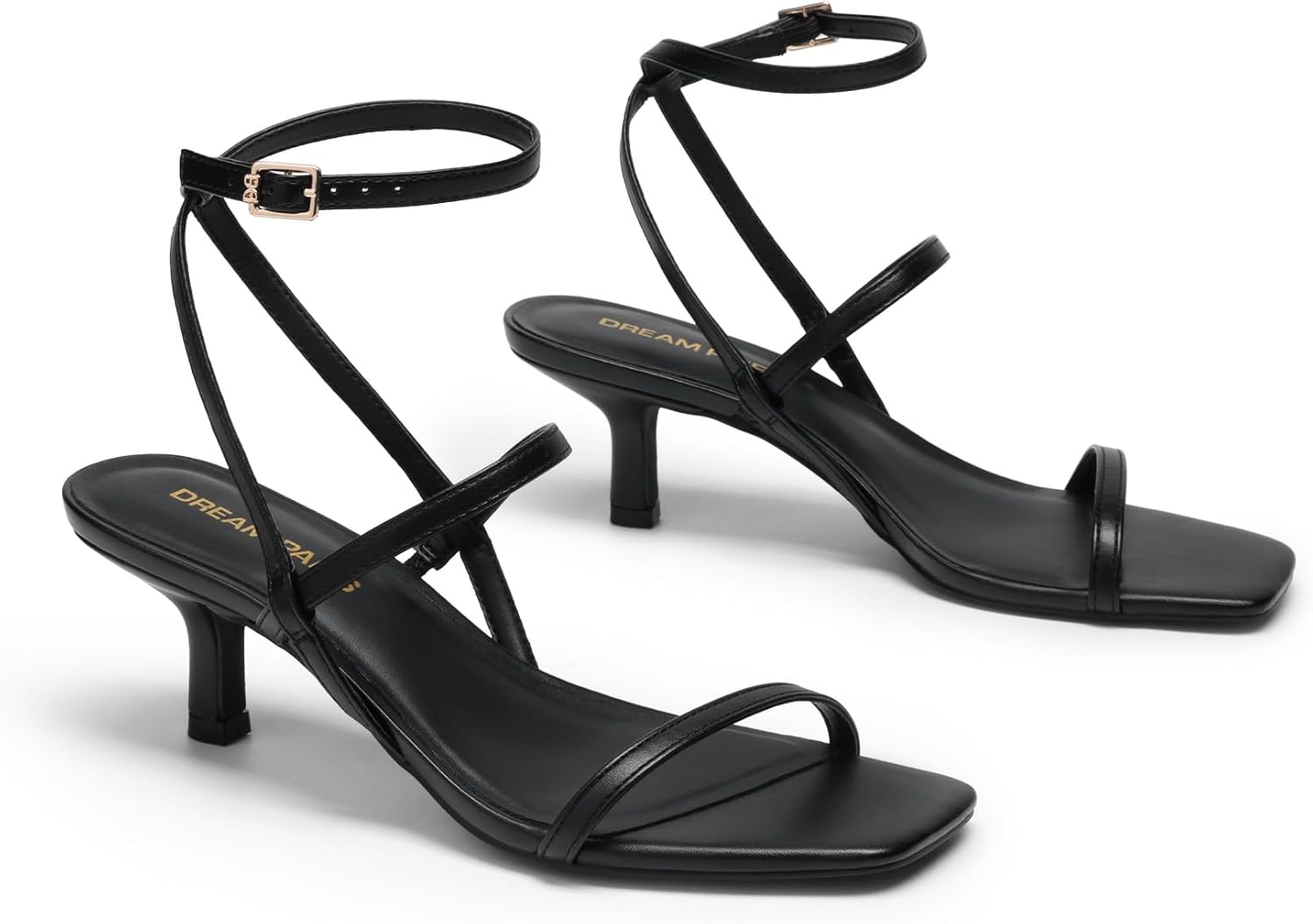DREAM PAIRS Kitten Heels for Women, Strappy Square Open Toe Ankle Buckle Heeled Sandals Wedding Party Dress Shoes - Image 5