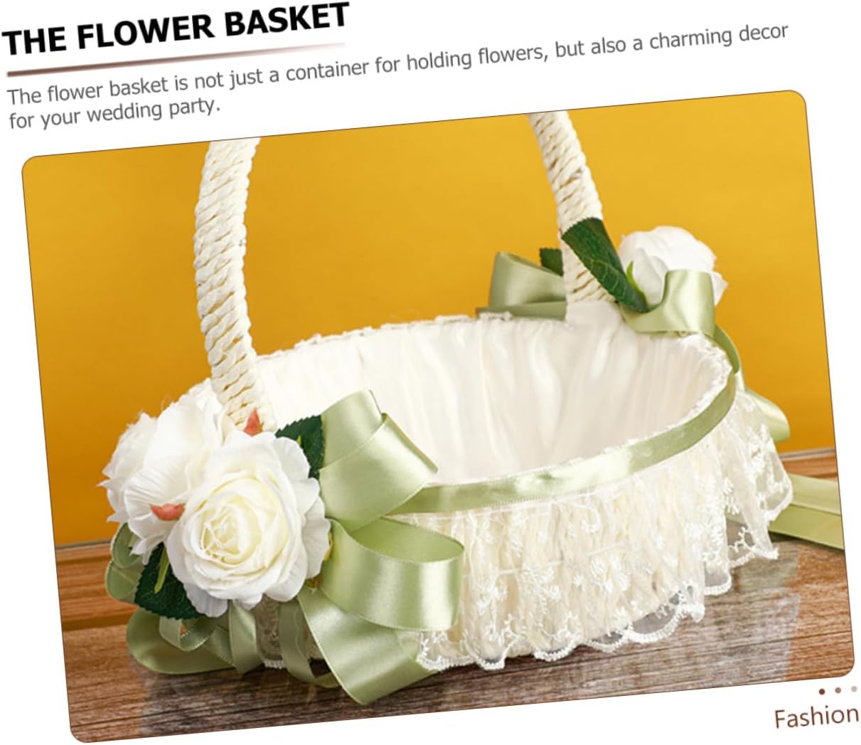 Wedding Flower Basket for Flower with Handle Bowknot Decoration Handheld Basket for Wedding Party Ceremony Supplies