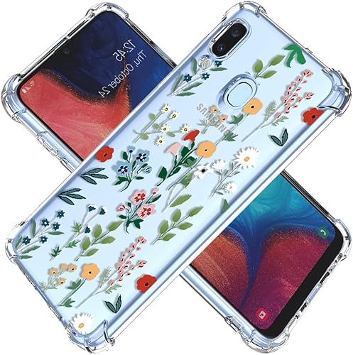 Miniatura 1 de Funda para Galaxy A20Galaxy A30 SM-A205U SM-A305F Funda transparente con diseño de TPU suave absorción de impactos, patrón de jardín de flores,