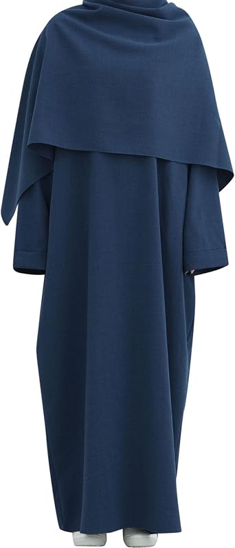 Elegant Muslim Long Robe Set Abaya with Matching Shawl and Back Zipper Modest Comfortable Islamic Outfit Prayer Dress
