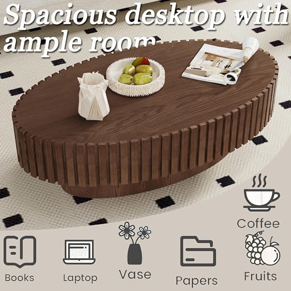 43.3 Oval Coffee Table, Dark Brown