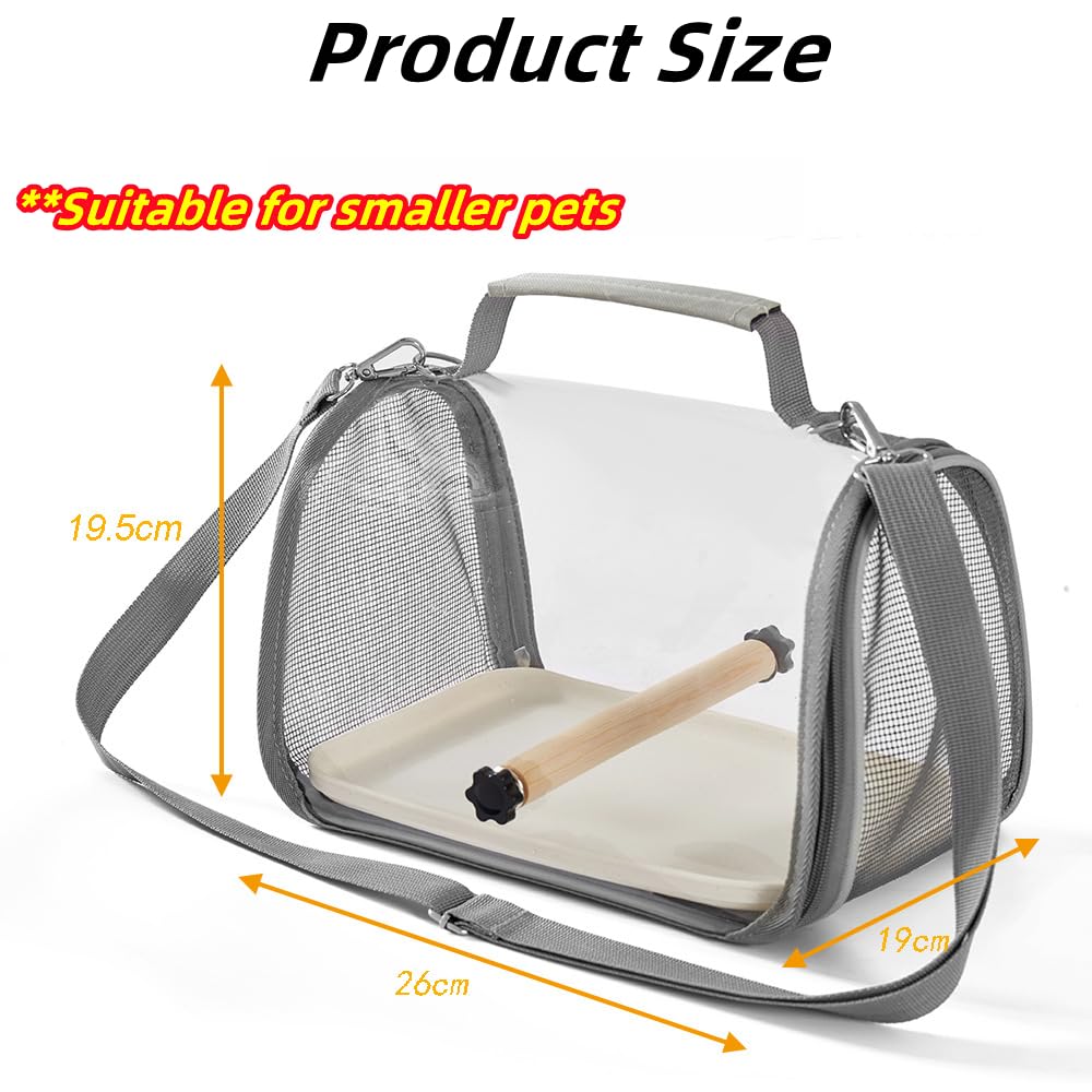 Bird Carrier Bag, Bird Transport Box, Fully Transparent, 19 x 26 x 19 cm, Portable Bird Carrier with Plastic Bowl - Image 4