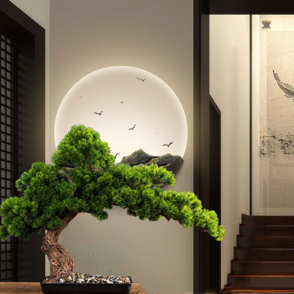 Árbol de bonsái artificial, planta verde falsa, pino de bienvenida de simulación para decoración del hogar, oficina, escritorio