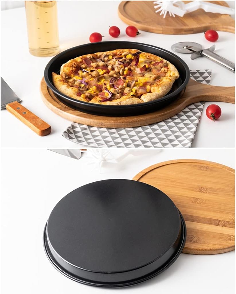 Pizza Tray Round Pizza Board Great for Homemade Pizza and Bread for Cheese Bread Fruit Steak(Wood Colora,29x25x2cm)