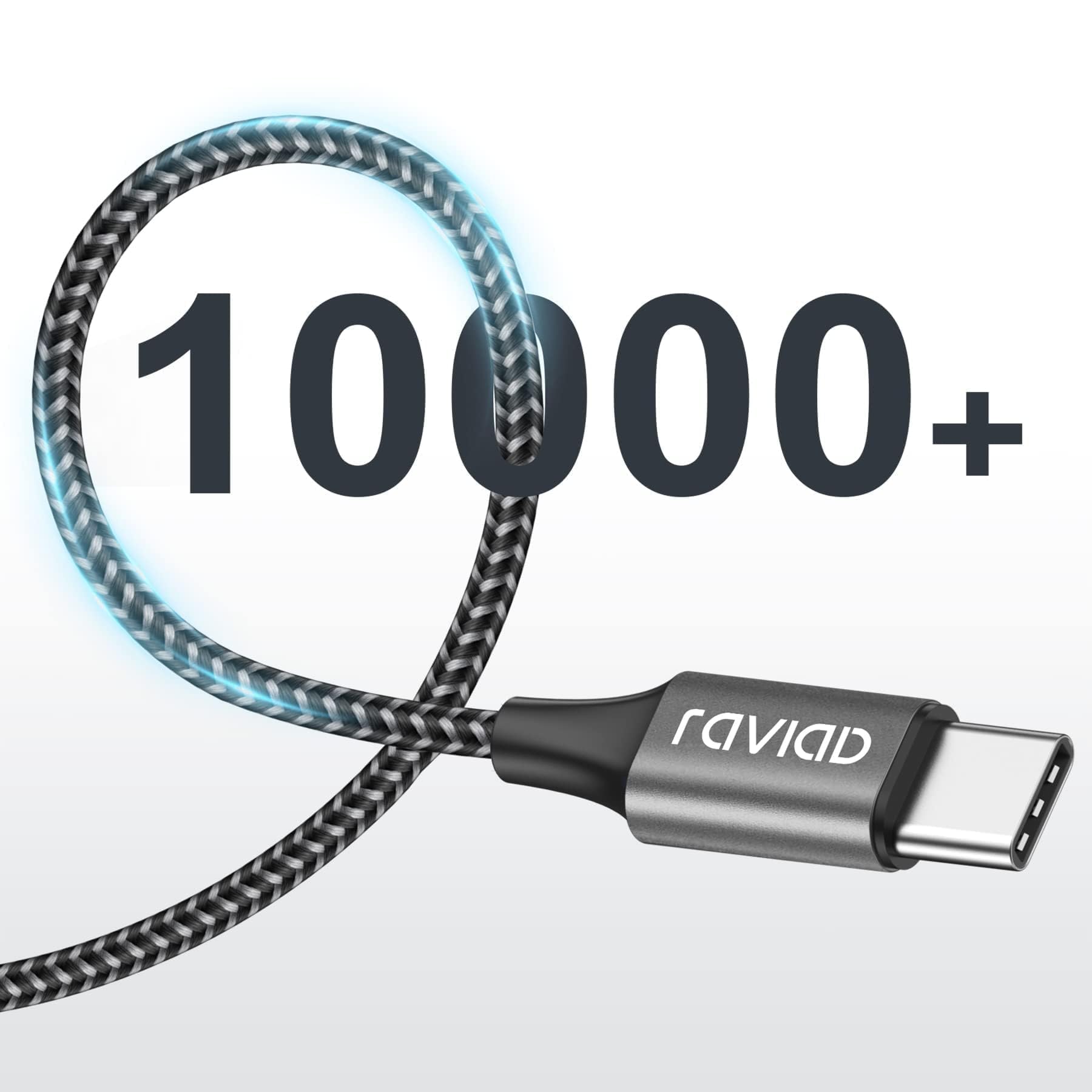 RAVIAD Cavo USB Tipo C [2Pezzi, 2m] Nylon Cavo USB C di Ricarica Rapida e Trasferimento Dati per iPhone 17 16 15 Pro Max, Samsung Galaxy S24/ S23/ S22/ S21/ S9/ S8/ Note9/ 8, MacBook, OnePlus 6T