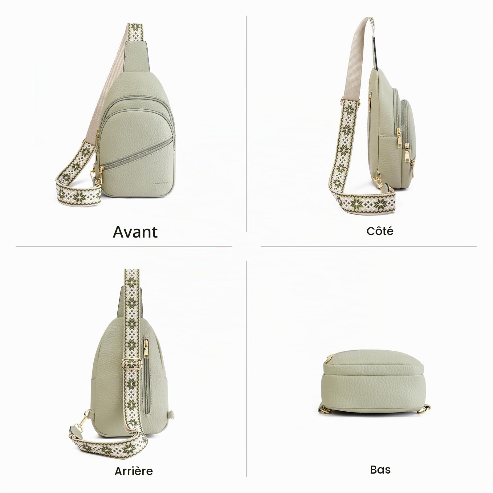 GAEKEAO Sacoche Bandoulière Femme, Sac Banane, Cuir PU Avec Bretelles Réglables, Mini Sac Bandoulière Décontracté Pour Voyage, Randonnée, Shopping Cadeaux Pour Dames