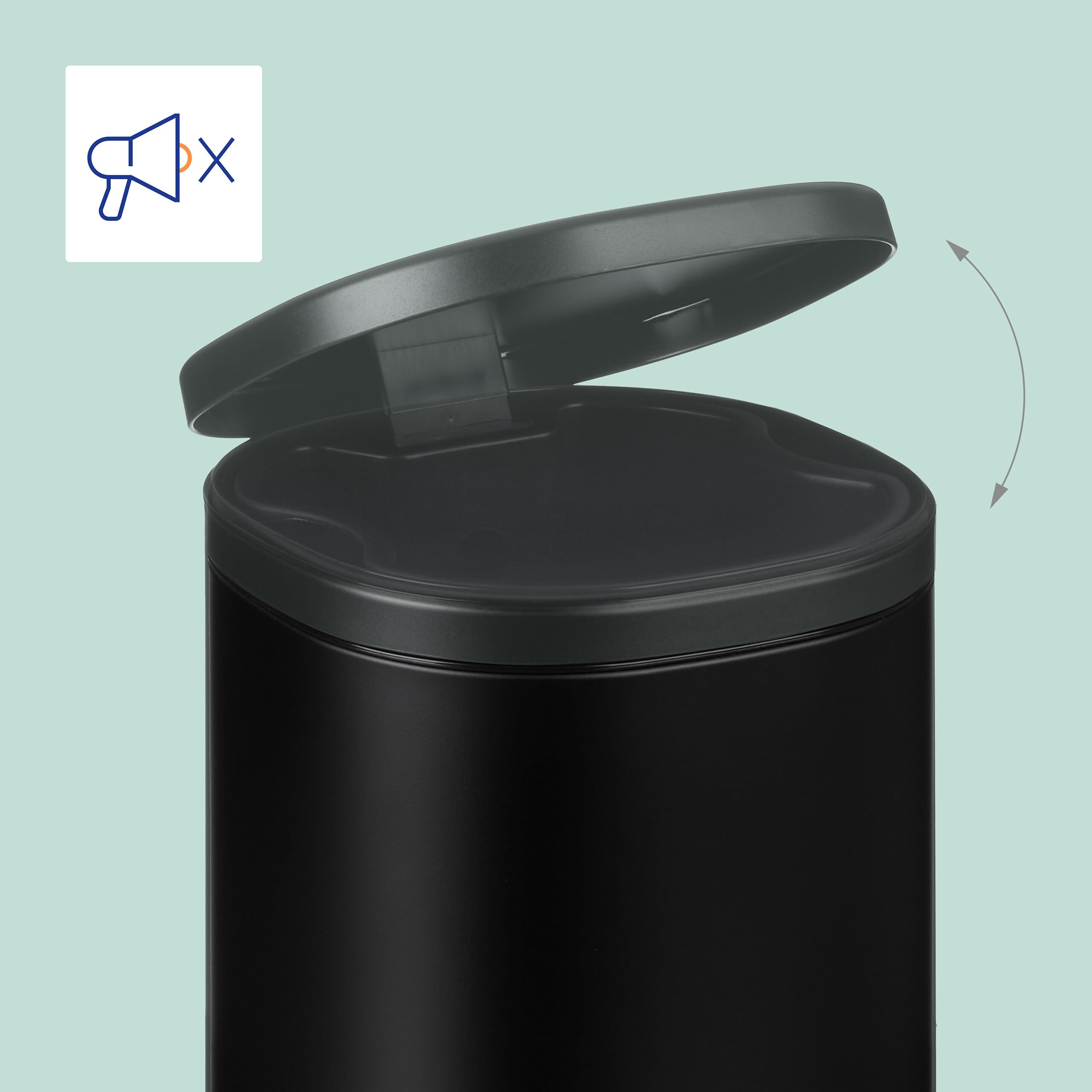 Poubelle Relaxdays, Rectangulaire, 9 L, Fermeture Amortie, Seau