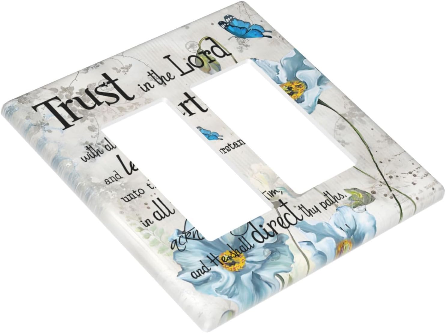 Decorative Outlet Covers Inspirational Quote Blue Floral 2 Gang Light Switch Cover Plate Double Rocker Wall Plates for Electrical Outlets Switch Plate Covers for Country Home Decor