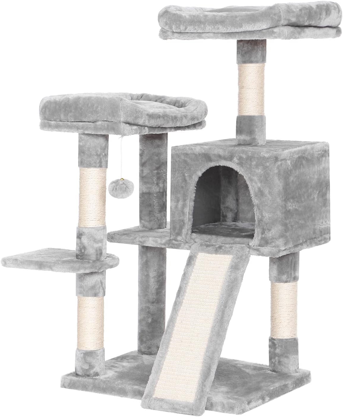 BEWISHOME Cat Tree Cat Tower for Indoor Cats Sisal Scratching Board and Posts Cat Condo House with Perches Kitten Play Activity Center MMJ16L