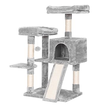 BEWISHOME Cat Tree Cat Tower for Indoor Cats Sisal Scratching Board and Posts Cat Condo House with Perches Kitten Play Activity Center MMJ16L