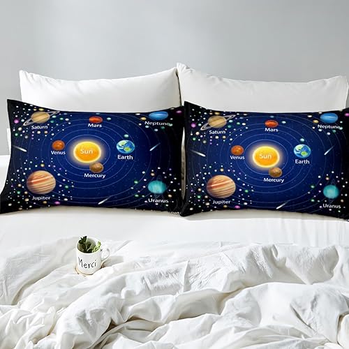Miniatura 7 de Feelyou Juego de funda de edredón para niños y niñas, universo y planeta, para niños y niñas, funda de edredón de galaxia, 1 funda de edredón con 1
