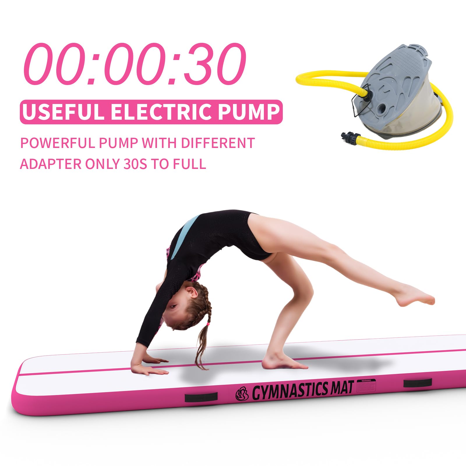 Tapis de Tumbling, Tapis de gymnastique avec pompe à air, Tapis de gymnastique pour la maison, l'extérieur, le yoga