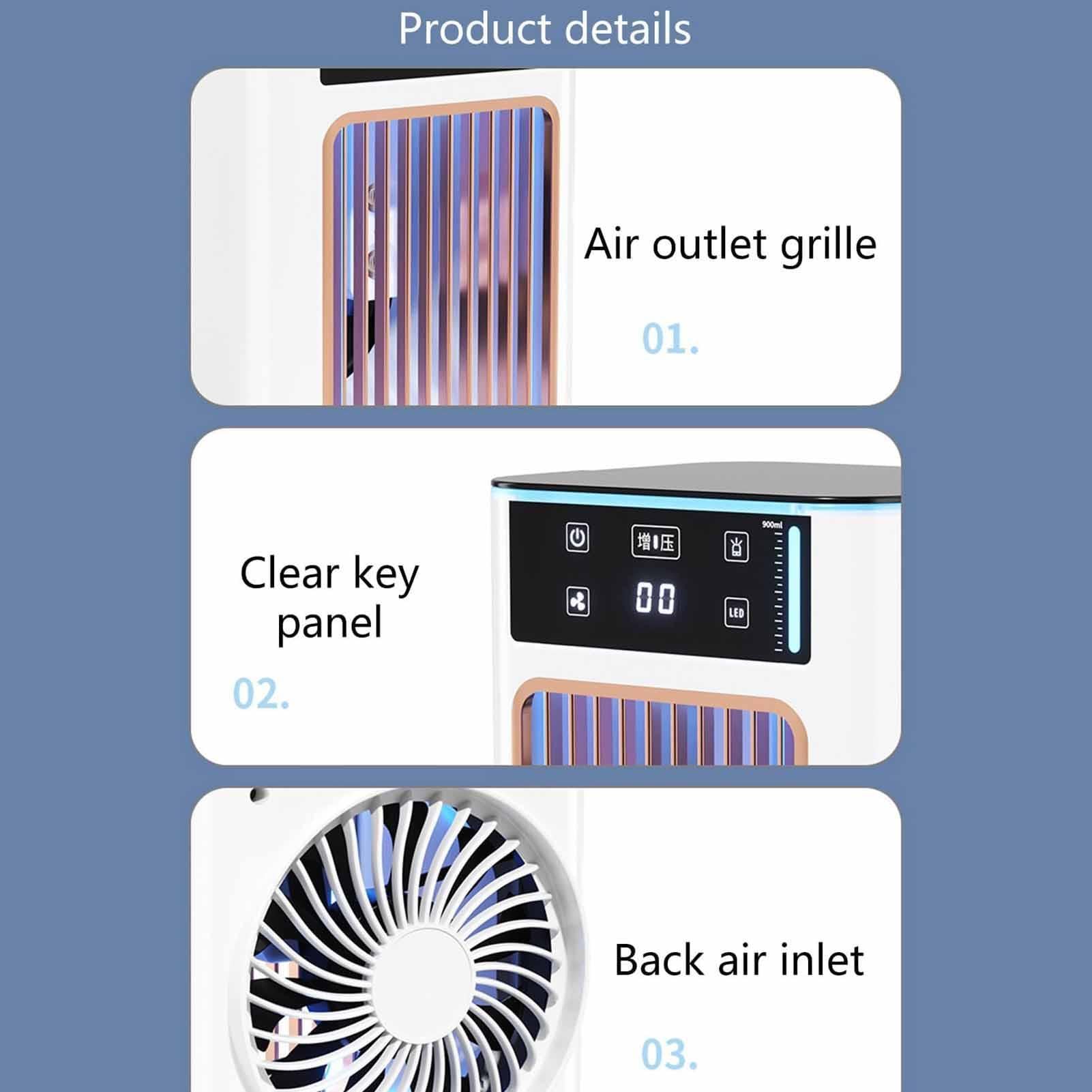 Ventilador Personal Portátil 3-Velocidades | Ventiladores Enfriadores Que Soplan Aire Frío Para Verano Interior Hogar Oficina Dormitorio Escritorio Residencia Viaje