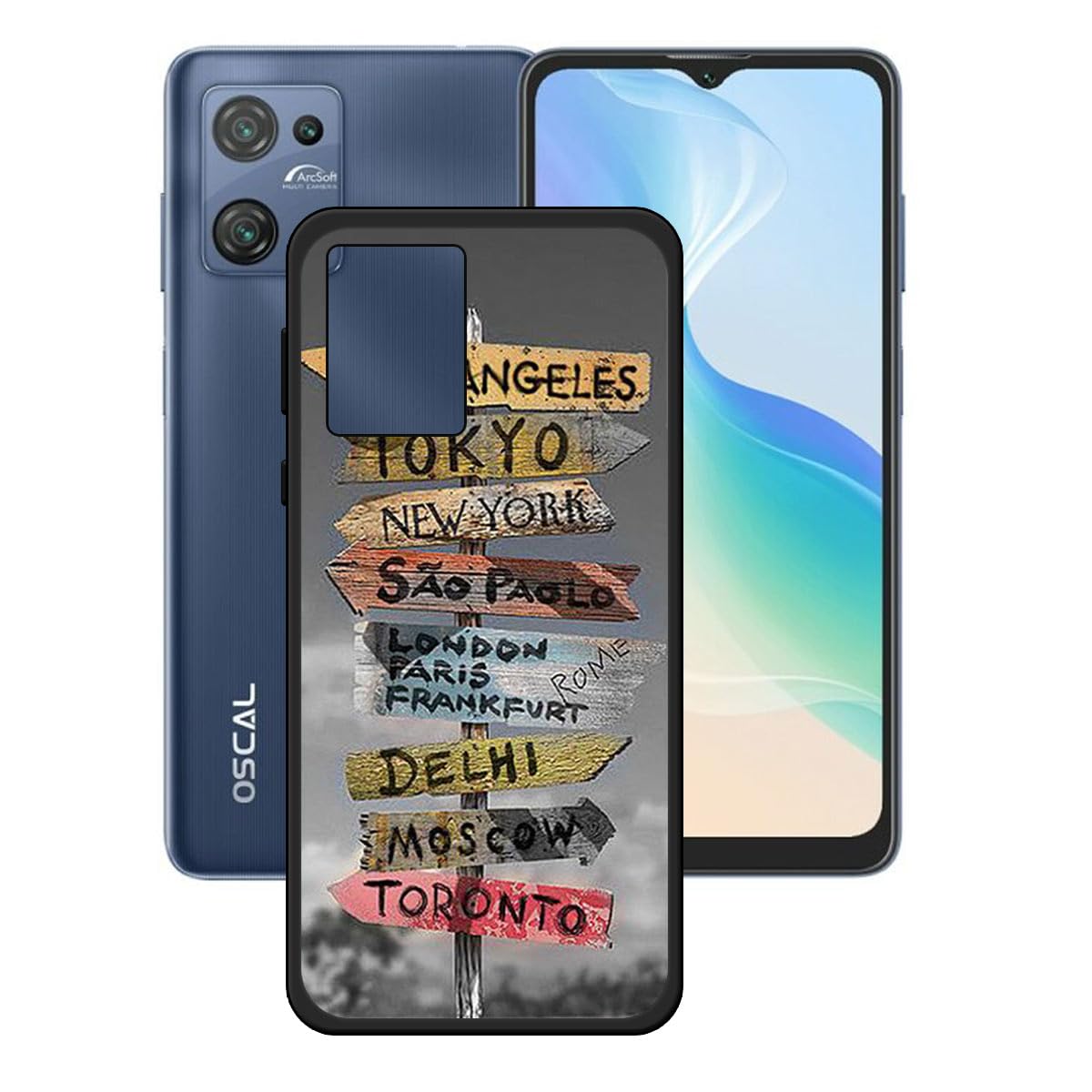 LCEHTOGYE Cover Per Blackview Oscal C30 PRO – Custodia Morbida In TPU Sottile E Antiurto, Nero - 3