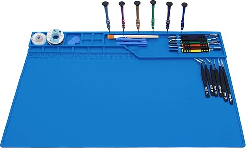 Miniatura 8 de Hengtianmei Alfombrilla de reparación de silicona con aislamiento térmico con regla de escala y posición de tornillo para soldador, teléfono y