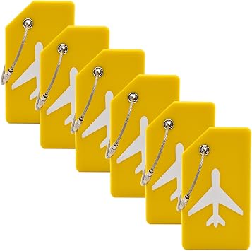 6 Pack Silicone Luggage Tags for Suitcases, TSA Approved Label, Aurantium