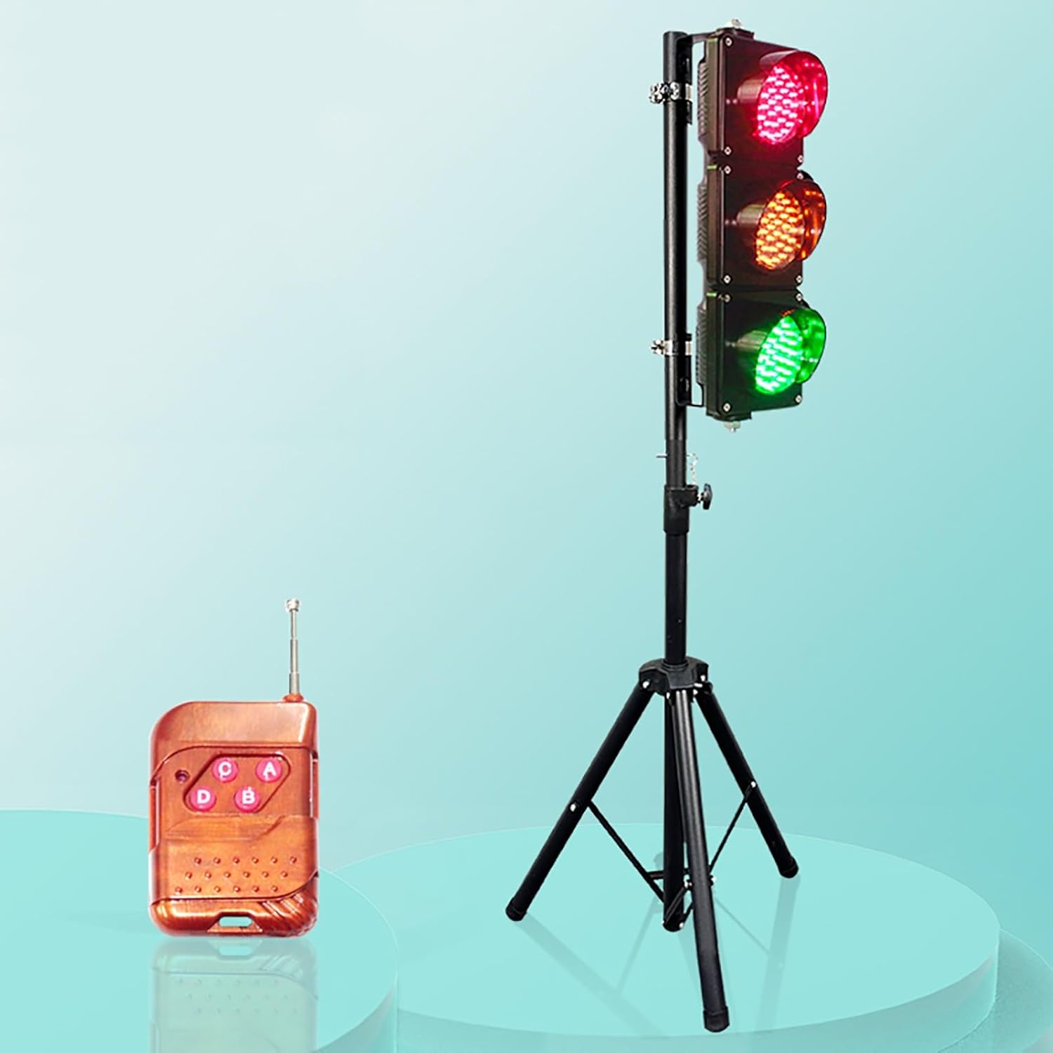 Rechargeable LED Traffic Signal Light with Remote Control Device, LED Traffic Light,Triangle Bracket Traffic Light, Suitable for Decoration, Kindergarten Teaching, Construction site, Garage