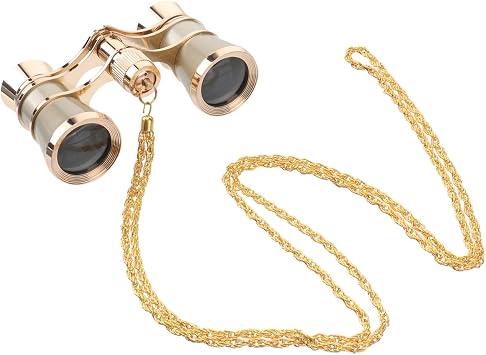 Opera Glasses for Women, 3X25 Mini Theater Binoculars with Gold Chain, Optical Lens Vision for Musical Concert, Equestrianism, Performance, Bird Watching, Outdoor