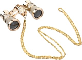 Opera Glasses for Women, 3X25 Mini Theater Binoculars with Gold Chain, Optical Lens Vision for Musical Concert, Equestrianism, Performance, Bird Watching, Outdoor