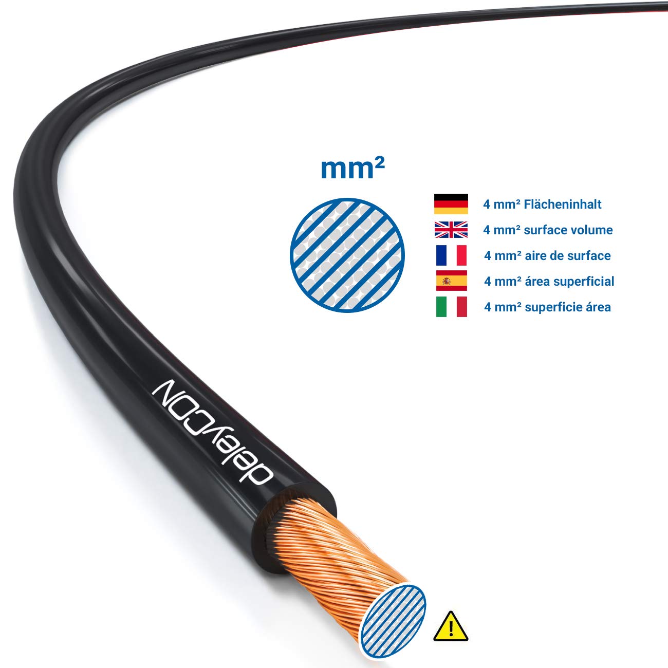 deleyCON 10m Cavo per Altoparlanti 2x 4,0mm² Cavo Box Alluminio Rivestito in Rame CCA 2x56x0,30mm Treccia Marcatura di Polarità - Rosso/Nero