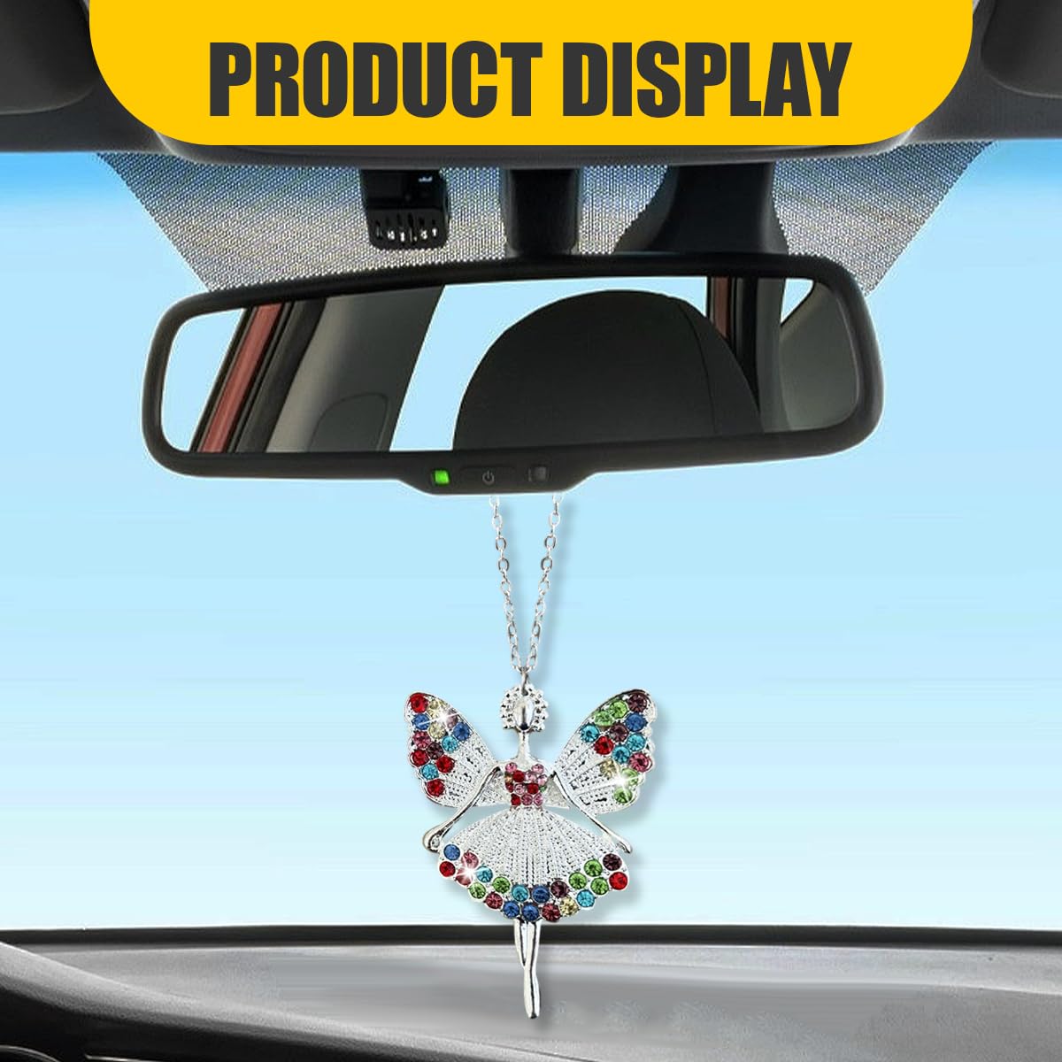 Bling Ballerina Dancer Car Mirror Hanging Accessories - Crystal Rhinestone Car Rear View Mirror Charm for Women - — view 3