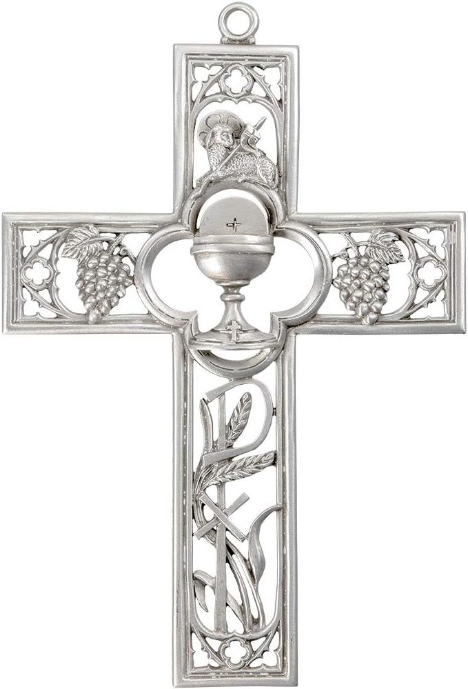 Silver-Toned Pewter Hanging Wall Cross Decor, 5 1/2 Inch