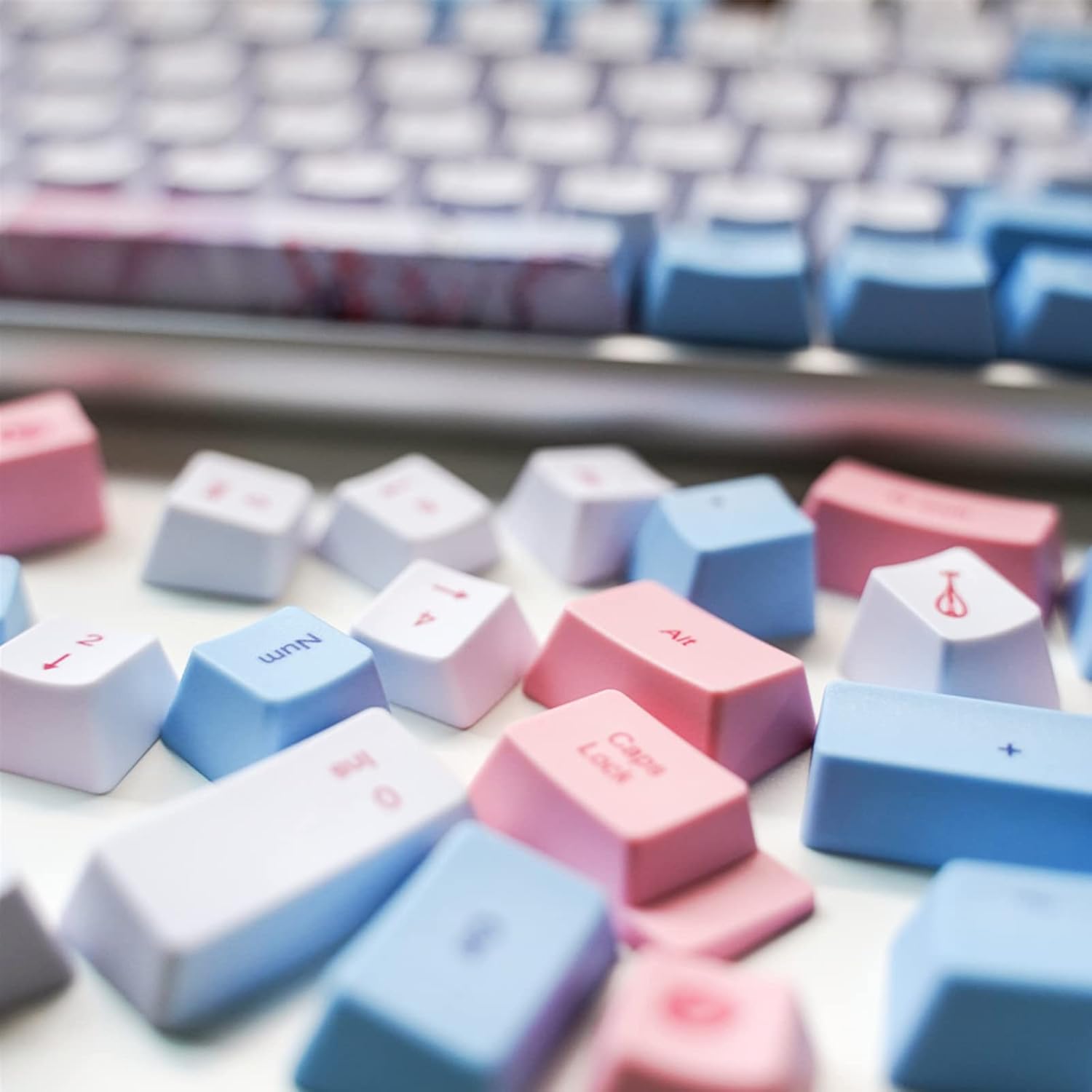 eboxer-1 73 Keys Anime DIY Keycaps, Five Faced Dye Sublimation PBT Keycap Set with Shaft Puller for Mechanical Keyboards (Chinese Ancient Style)