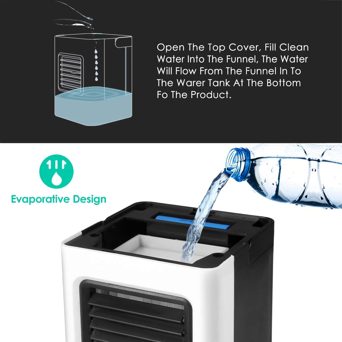 Personal Space Air Conditioner, 4 in 1 Mini USB Personal Space Air Cooler, Humidifier, Purifier, Desktop Cooling Fan with 3 Speeds for Home Room Office